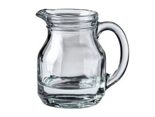 Pouring clear water from a glass jug kitchen still life close-up. Isolated on transparent background, png.