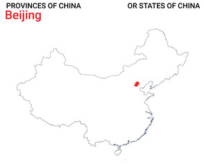 Fototapeta premium High detailed map of Beijing vector illustration. Outline Beijing province map on white background. China.