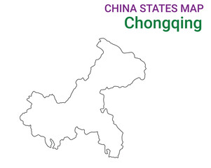 High detailed map of Chongqing vector illustration. Outline Chongqing province map on white background. China.