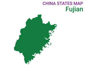 Obraz premium High detailed map of Fujian vector illustration. Outline Fujian province map on white background. China.
