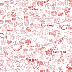 Red fast food white background