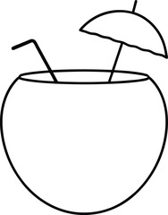 illustration of a coconut drink with umbrella 