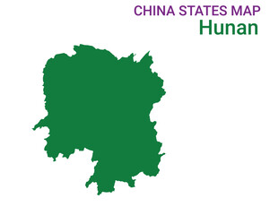 High detailed map of Hunan vector illustration. Outline Hunan province map on white background. China.