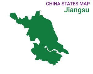 Obraz premium High detailed map of Jiangsu vector illustration. Outline Jiangsu province map on white background. China.