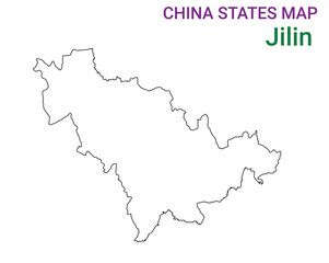High detailed map of Jilin vector illustration. Outline Jilin province map on white background. China.