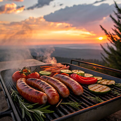 sausages on grill
