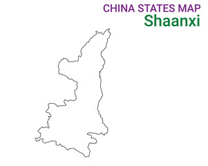 High detailed map of Shaanxi vector illustration. Outline Shaanxi province map on white background. China.

