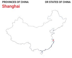 High detailed map of Shanghai vector illustration. Outline Shanghai province map on white background. China.