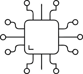 Minimalist cpu chip icon vector design for technology and digital applications