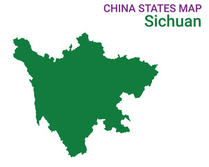 Obraz premium High detailed map of Sichuan vector illustration. Outline Sichuan province map on white background. China.