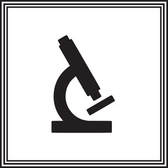 Microscope Silhouette Icon – Black Science Equipment Clipart, Minimal Laboratory Tool Design for STEM Projects and Education