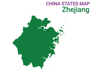 Obraz premium High detailed map of Zhejiang vector illustration. Outline Zhejiang province map on white background. China. 