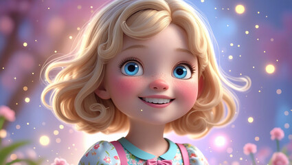 Fototapeta premium Little girl in a pink dress