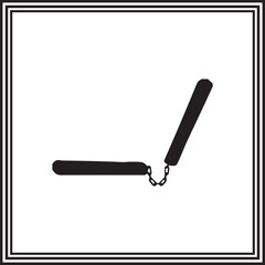 Nunchaku Silhouette Vector Icon – Martial Arts Weapon Clipart, Black Nunchuck Outline for Combat and Training Design