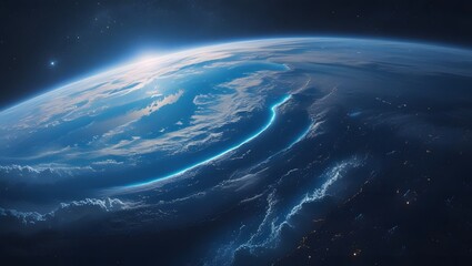 Fototapeta premium Earth from space view wallpaper background blue planet illustration