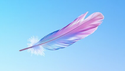 Naklejka premium A vibrant feather floats against a soft gradient