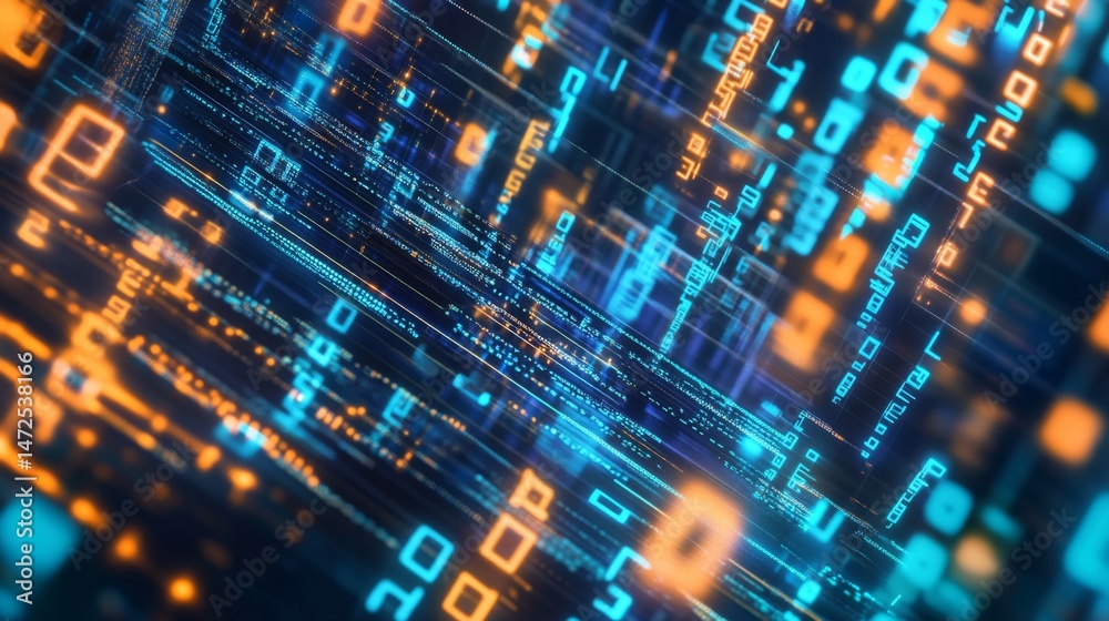 Poster digital data flow visualized abstract technology background high-tech environment futuristic viewpoi