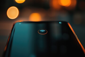 Smartphone displaying 5G connectivity with a neon WiFi symbol in focus, bokeh light background