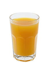 A glass is filled with a refreshing orange beverage, radiating a vibrant, golden glow