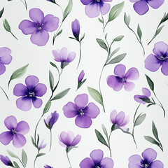 Lavender flowers seamless pattern, watercolor minimalist style and cute