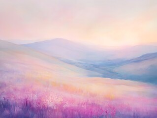 Obraz premium Pastel Mountain Meadow Sunrise