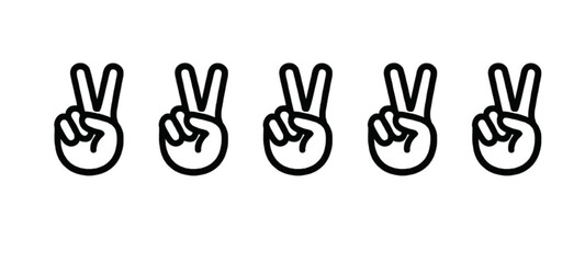 Victory icon collection,Set of victory sign, Winning gesture with hand, Victorious gesture 