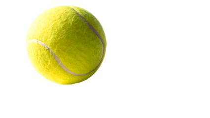 Tennis Ball Close-up: A vibrant yellow tennis ball with distinct seam and texture, isolated against a clean background, ready for the next serve or rally.