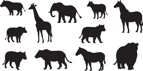 set of black animals