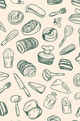 Bakery and Kitchen Utensil Pattern