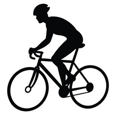 Naklejka premium Cyclist silhouette on road bike sporting helmet for fitness and sport activity.