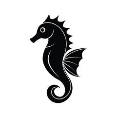 black vector silhouette seahorse fish