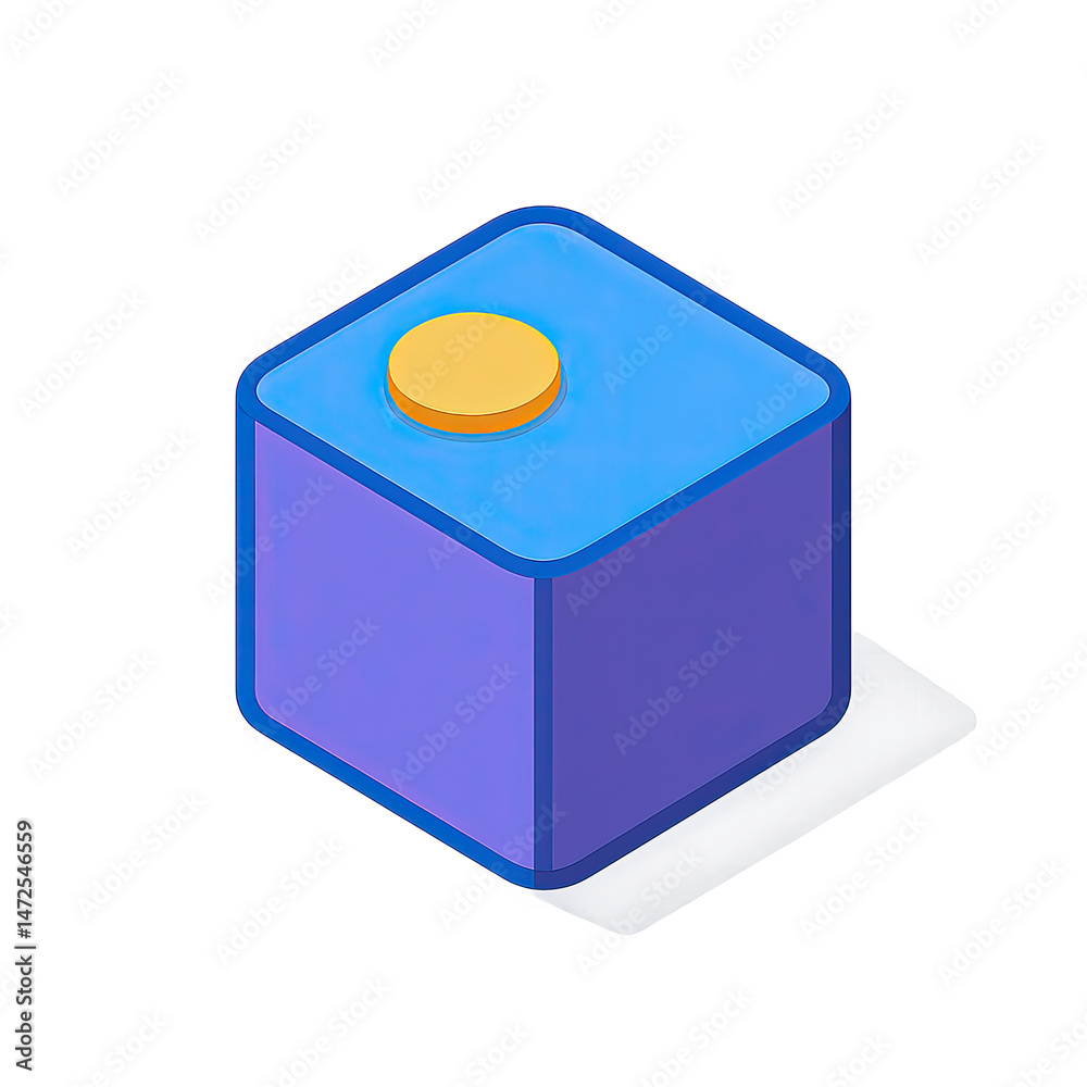 Poster abstract 3d isometric cube design with a circular top element modern technology concept