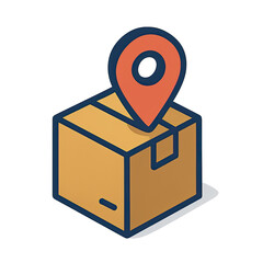 Location Tracking of Delivery Package Isometric Illustration of Cardboard Box with GPS Pin Icon