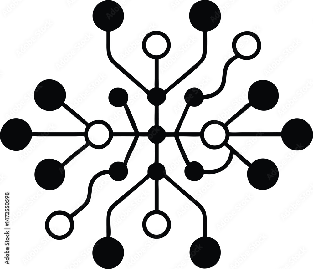 Aufkleber Vector illustration depicting a neural network node connection with futuristic design elements