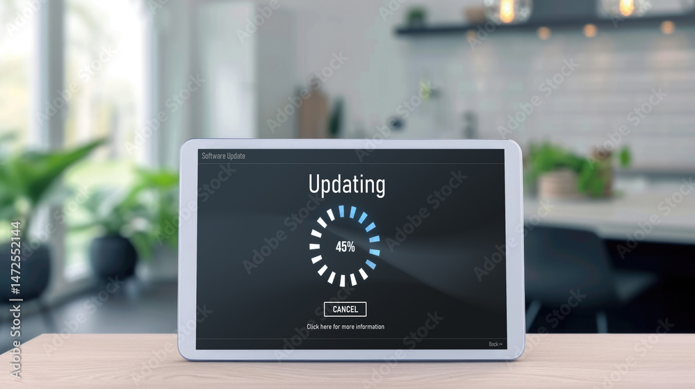 Poster software update on computer for brisk version of device software upgrade