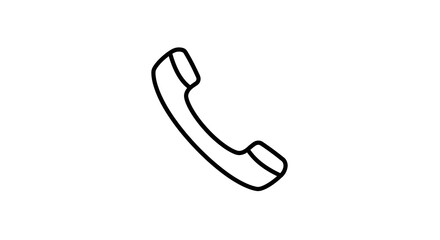 Outlined Telephone Receiver Icon on White Background