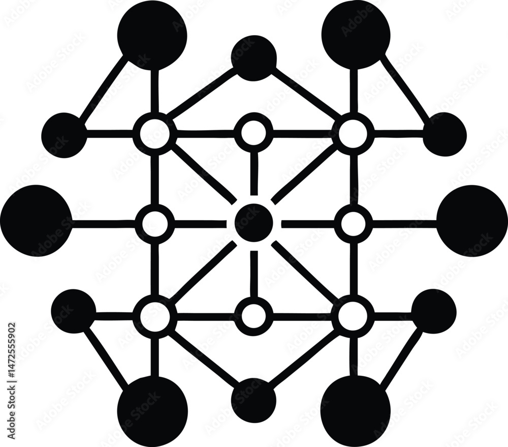 Poster abstract neural network node connection icon vector design for technology concept