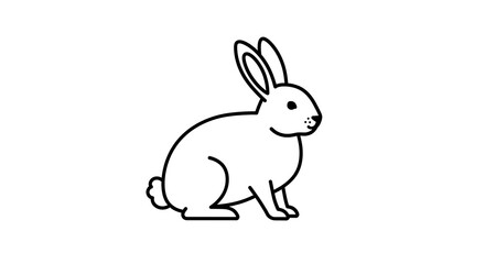 Obraz premium Rabbit Sitting Line Art Simple Black and White Animal Illustration