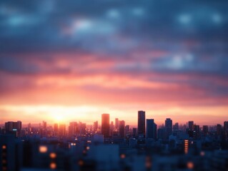 Fototapeta premium City buildings at sunset