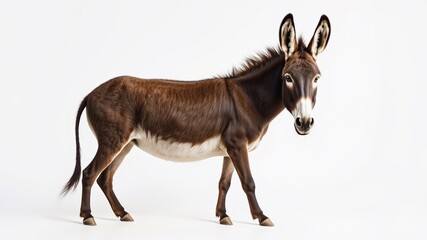 Obraz premium White Background Donkey, Elegant Animal Portrait