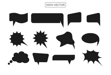 Talk and think vector comics bubbles silhouettes template