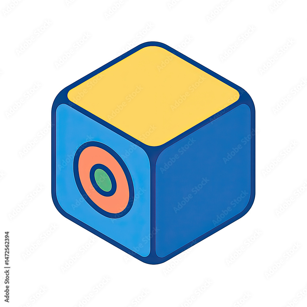 Poster abstract 3d cube design with circular pattern ideal for modern technology and graphic design project
