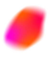 Blurred gradient colored shape. Fluid liquid red element with holographic effect. Soft aura gradation graphic. Bright iridescent organic bubble