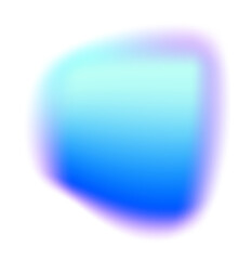 Blurred gradient blue colored shape. Fluid liquid mesh element with holographic effect. Soft aura gradation graphic. Bright iridescent organic bubble