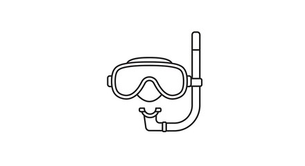 Snorkeling Mask and Snorkel Minimalist Outline Icon Design