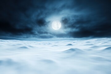 Snow landscape under moon