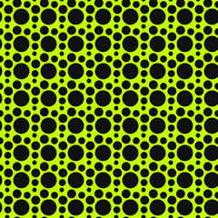 Vibrant Green Background with Black Circle Pattern Design Texture for Fashion or Web Design