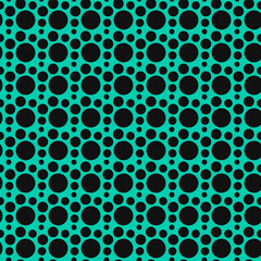 Teal and Black Polka Dot Pattern Seamless Repeat Design for Textile or Web Background