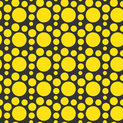 Seamless Yellow Circle Pattern on Dark Grey Background Ideal for Textile Design and Digital Prints