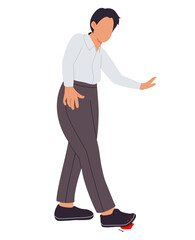 a man steps on a nail  and is bleeding 